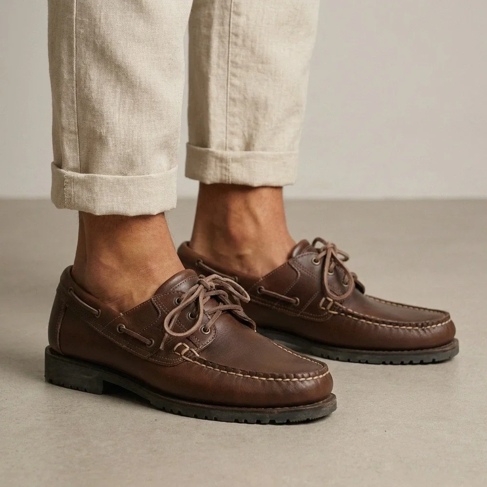 Allen Edmonds Eastport Mens Brown Leather Boat Shoes 10.5 Moccasin 9161